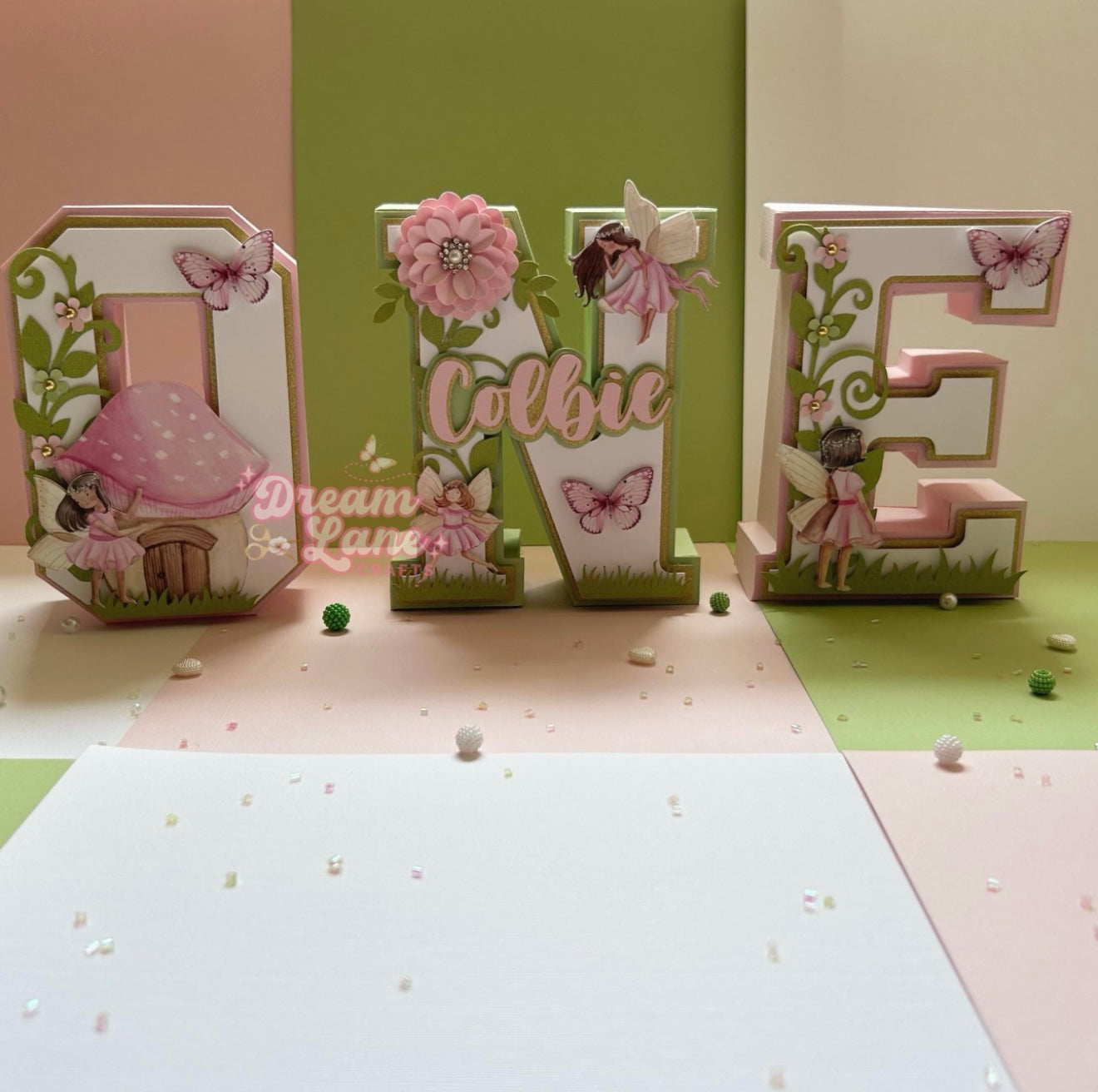 Pink & Mint 3D Fairy Letters