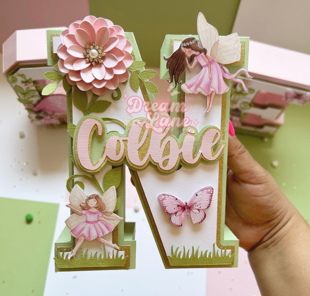 Pink & Mint 3D Fairy Letters