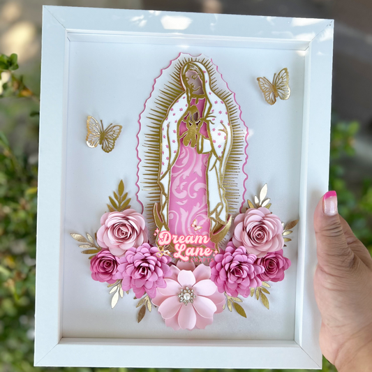 Pink 3D Virgen Shadowbox